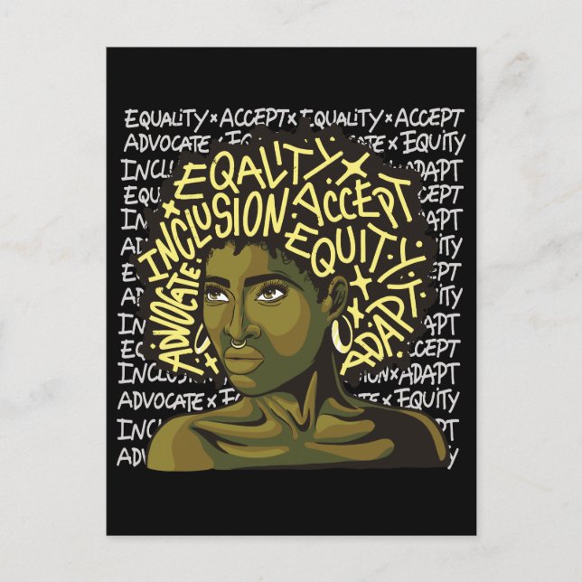 Cartão Postal Arte Afro Poderosa sobre Equidade e Inclusão (Frente)