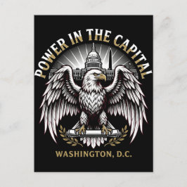 Cartão Postal Arte Águia Careca Poder no Capital Washington DC