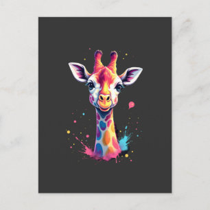 Cartão Postal Arte animal africana A girafa colorida para divert