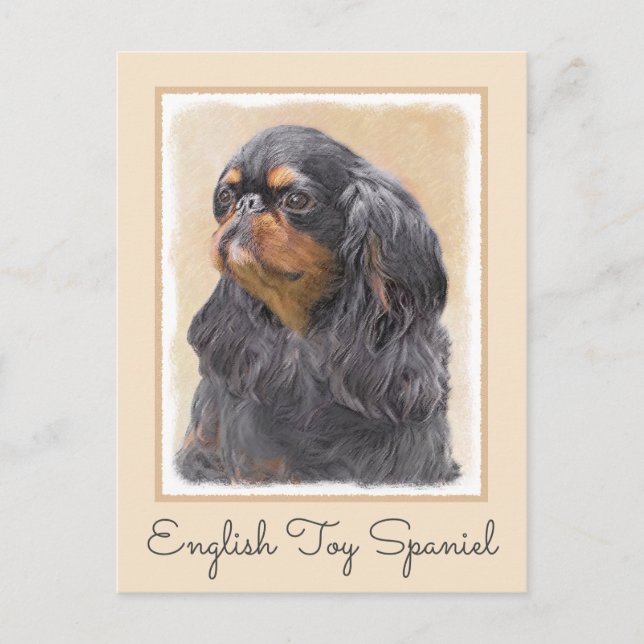 Cartão Postal Arte Animal Original Pintura Inglesa Toy Spaniel (Frente)