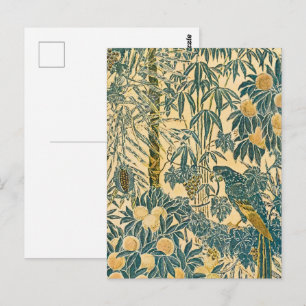 Cartão Postal Arte Antiga de Arara e Frutas Cítricas de Walter C