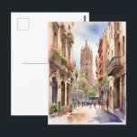 Cartão Postal Arte aquarela de Barcelona<br><div class="desc">Arte aquarela de Barcelona</div>