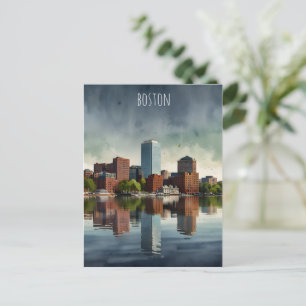Cartão Postal Arte aquarela de Boston