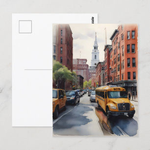Cartão Postal Arte aquarela de Boston
