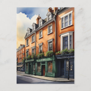 Cartão Postal Arte aquarela de Dublin