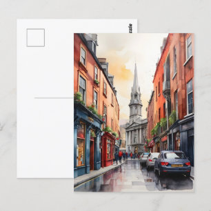 Cartão Postal Arte aquarela de Dublin