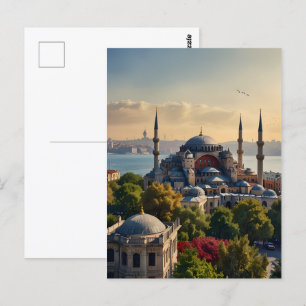 Cartão Postal Arte aquarela de Istambul