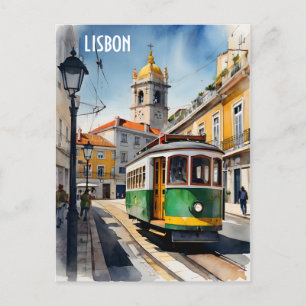 Cartão Postal Arte aquarela de Lisboa
