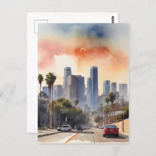 Cartão Postal Arte aquarela de Los Angeles