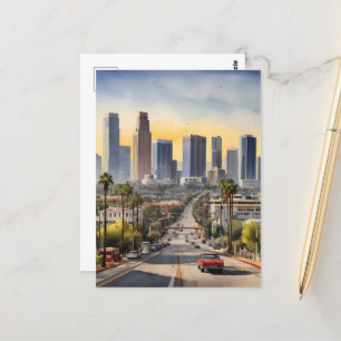 Cartão Postal Arte aquarela de Los Angeles