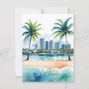Cartão Postal Arte aquarela de Miami