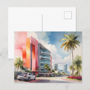 Cartão Postal Arte aquarela de Miami