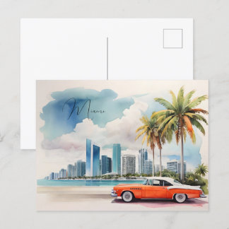 Cartão Postal Arte aquarela de Miami