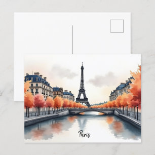 Cartão Postal Arte aquarela de Paris