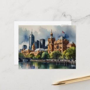 Cartão Postal arte aquarela Melbourne