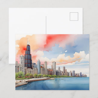Cartão Postal Arte aquosa de Chicago