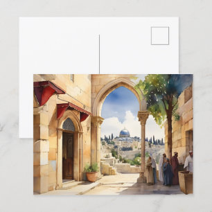 Cartão Postal Arte aquosa de Jerusalém Israel