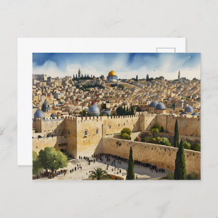 Cartão Postal Arte aquosa de Jerusalém Israel