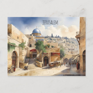 Cartão Postal Arte aquosa de Jerusalém Israel