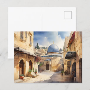 Cartão Postal Arte aquosa de Jerusalém Israel