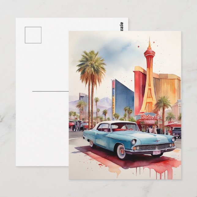 Cartão Postal Arte aquosa de Las Vegas (Frente/Verso)