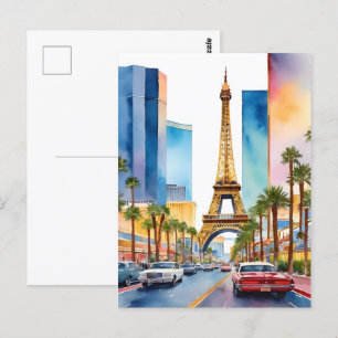 Cartão Postal Arte aquosa de Las Vegas