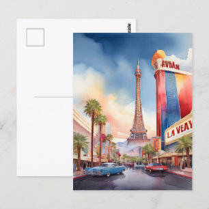 Cartão Postal Arte aquosa de Las Vegas