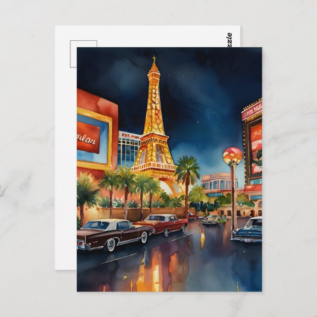Cartão Postal Arte aquosa de Las Vegas (Frente/Verso)