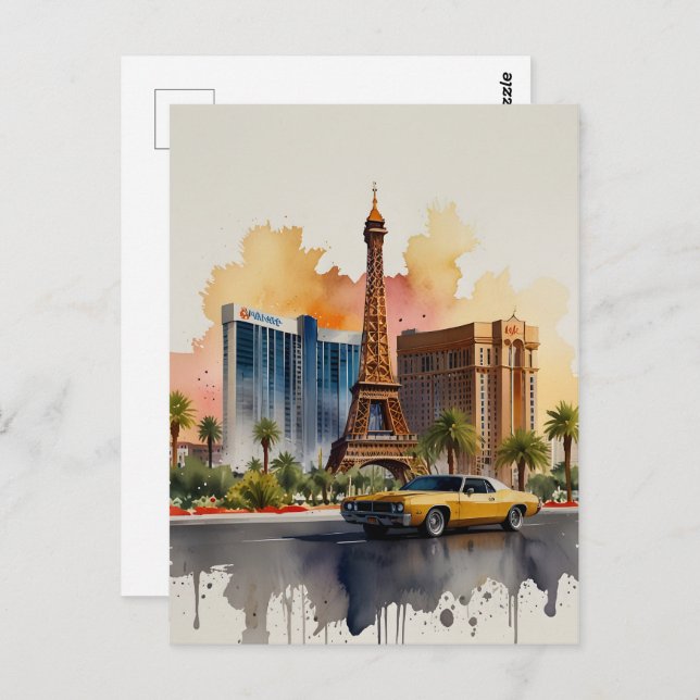 Cartão Postal Arte aquosa de Las Vegas (Frente/Verso)