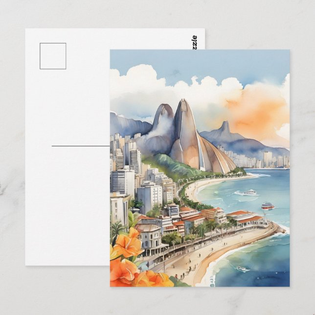 Cartão Postal Arte aquosa do Rio de Janeiro (Frente/Verso)