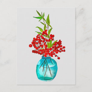 Cartão Postal Arte aquosa Red Berries