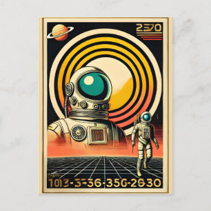 Cartão Postal Arte Astronauta da Idade do Espaço do meio século