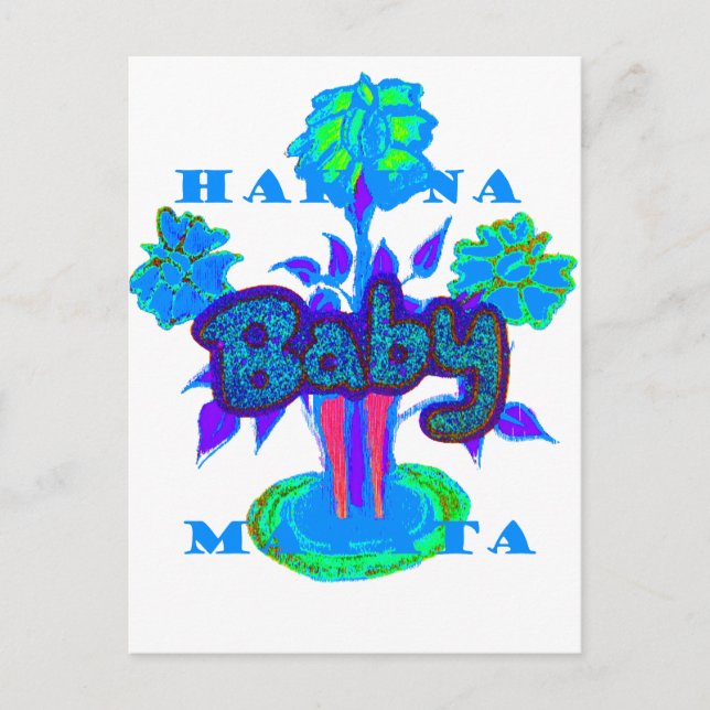 Cartão Postal Arte Azul Suave Com Ciano: Toque De Bebê. (Frente)