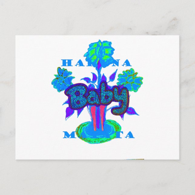 Cartão Postal Arte Azul Suave Com Ciano: Toque De Bebê. (Frente)