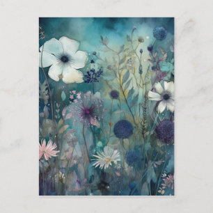 Cartão Postal Arte Blue Wild Flowers