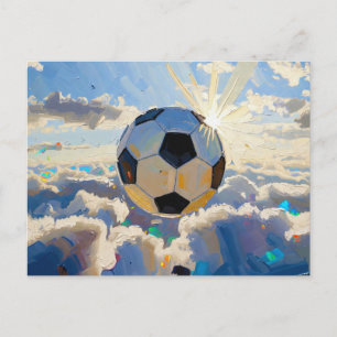Cartão Postal Arte Bola de Futebol Voadora (Óleo No. 3)