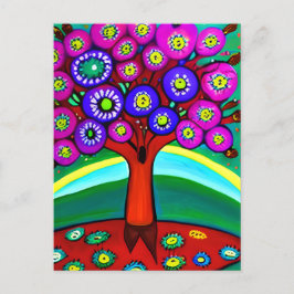 Cartão Postal Arte bonito Colorida do Pessoal Whimsical Mantendo