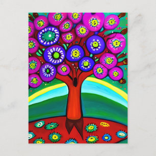 Cartão Postal Arte bonito Colorida do Pessoal Whimsical Mantendo