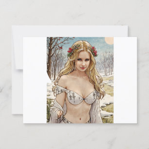 Cartão Postal Arte bonito com estilo loiro V2 Mucha