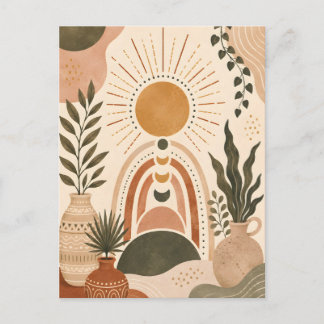 Cartão Postal Arte Botânica e Sol Boho