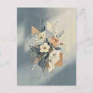 Cartão Postal Arte Botânica Geométrica Elegante