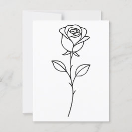 Cartão Postal Arte Botânica Minimalista de Rosa em Linha