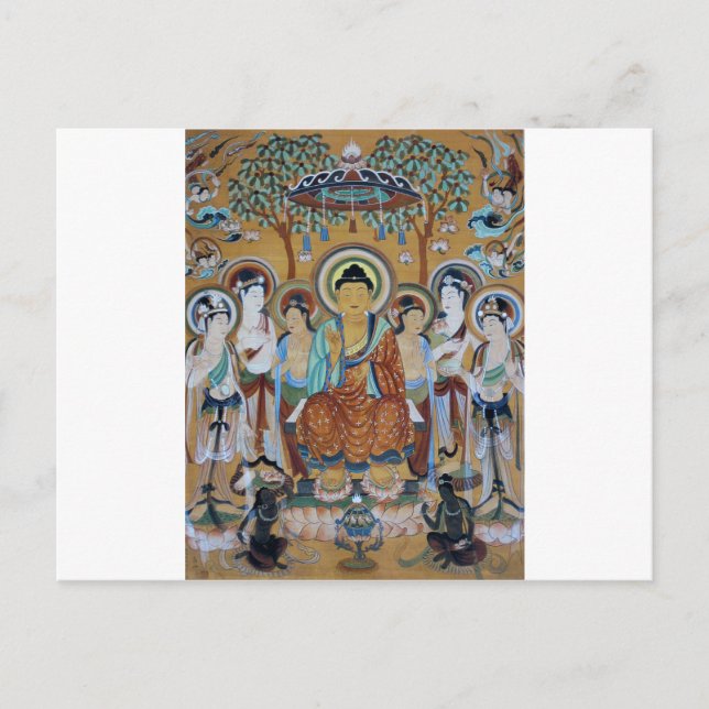 Cartão Postal Arte Buda e Bodhisattvas Dunhuang Mogao (Frente)