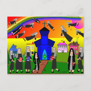 Cartão Postal Arte caprichosa das "Freiras Voadoras"