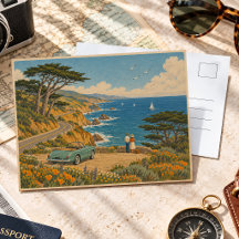 Arte Cênico de Viagem pela Costa da Califórnia Vin