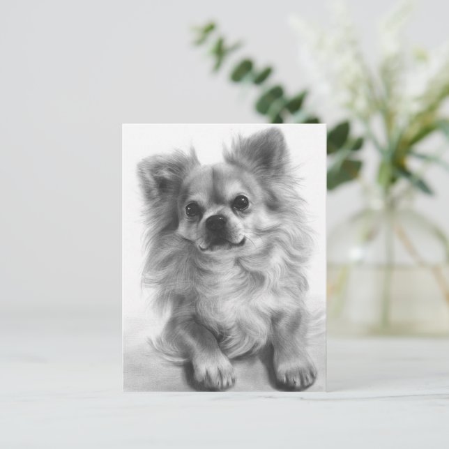 Cartão Postal Arte Chinhuahua Original Pintada À Mão (Em pé/Frente)