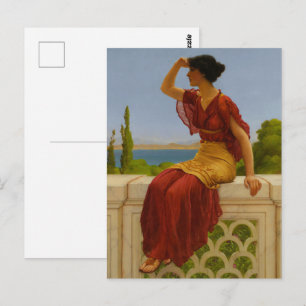 Cartão Postal Arte Clássica Vista para o Mar Mediterrâneo Vintag