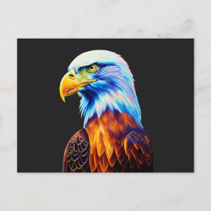 Cartão Postal Arte Colorida Bald Eagle