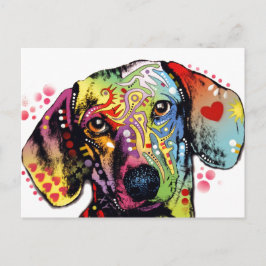 Cartão Postal Arte colorida Dachshund