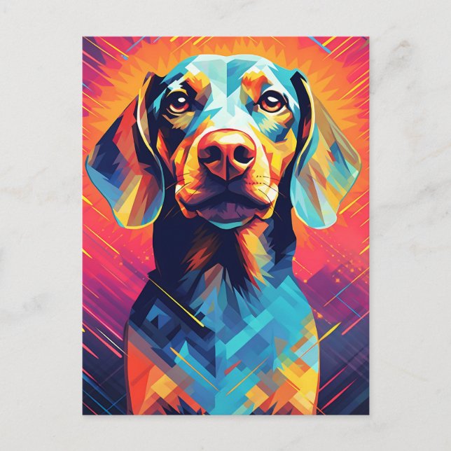 Cartão Postal Arte Colorida Dachshund (Frente)